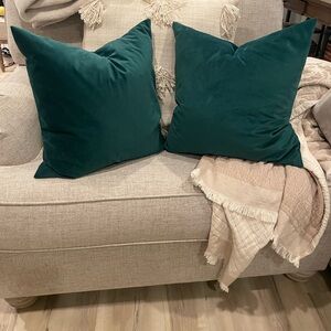 Dark Green Velvet Throw Pillows
